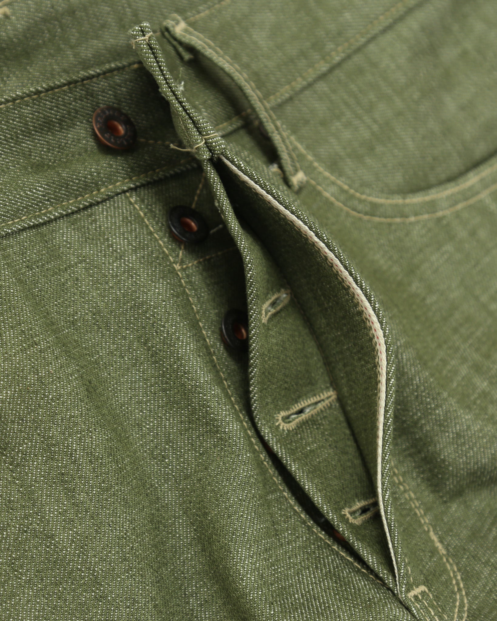 Rebels X079 Modern Straight Leg 13.5 Oz Pistachio Green Selvedge