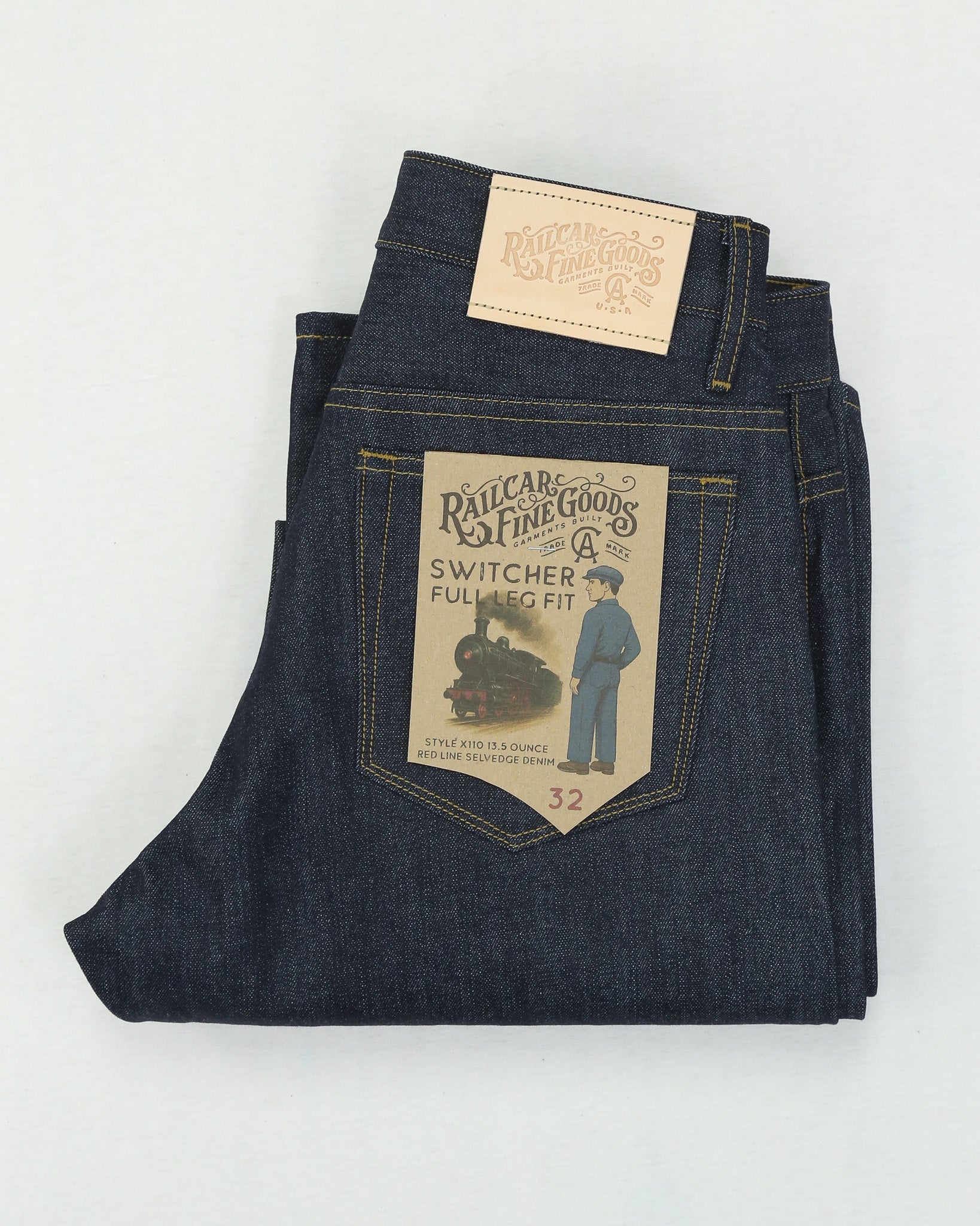 Switcher full leg wide leg selvedge raw denim jeans