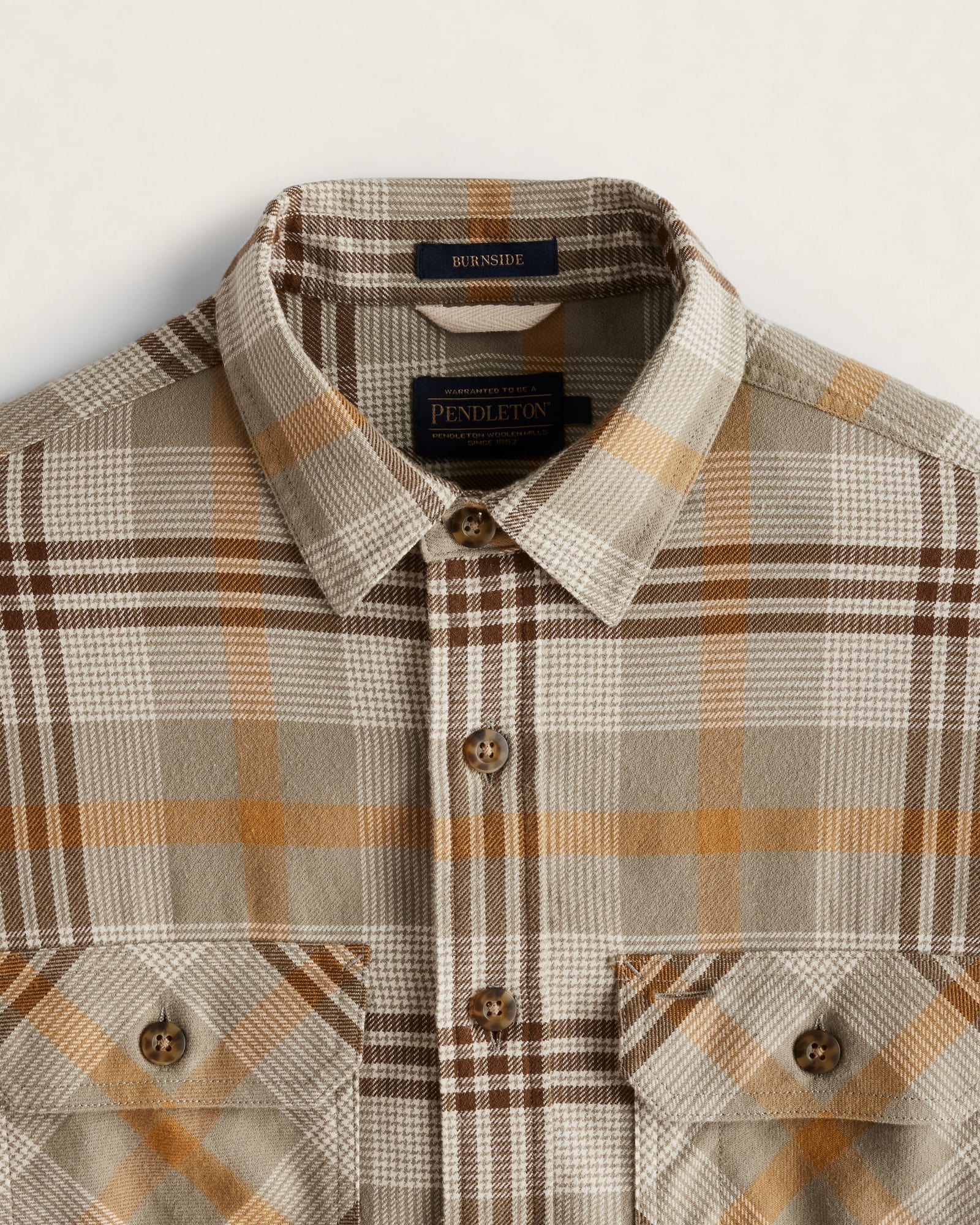 Burnside Shirt Tan Brown Grey Plaid