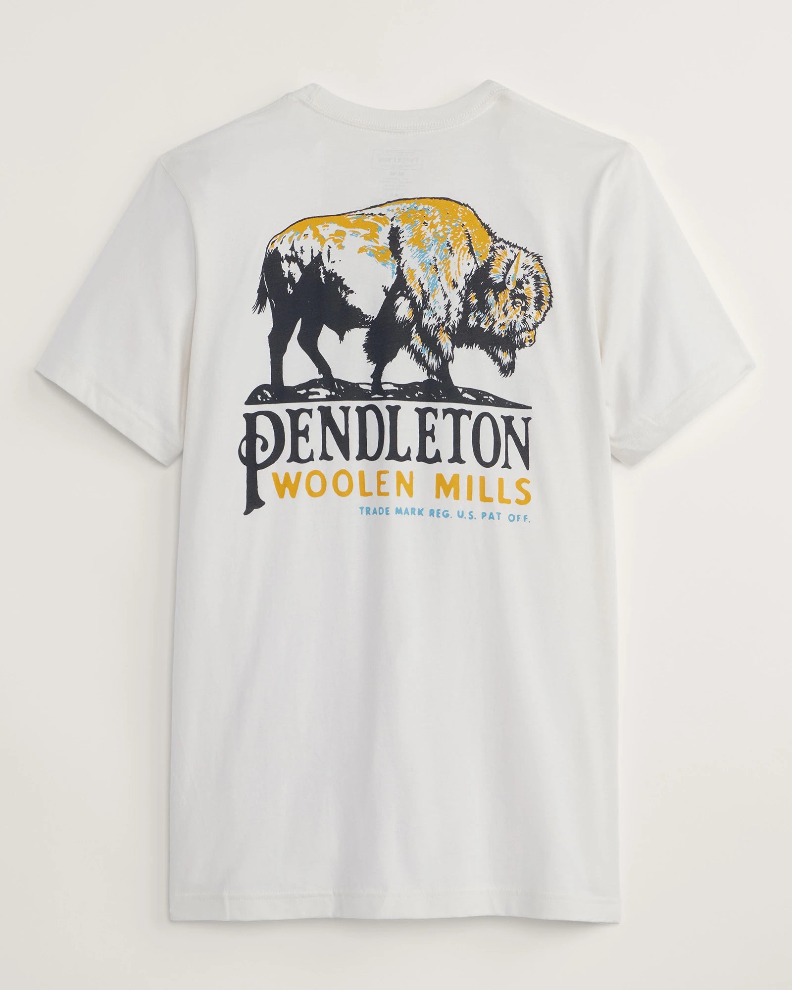 Back of Pendleton Men's Bison Graphic Tee - Vintage White/ Brown