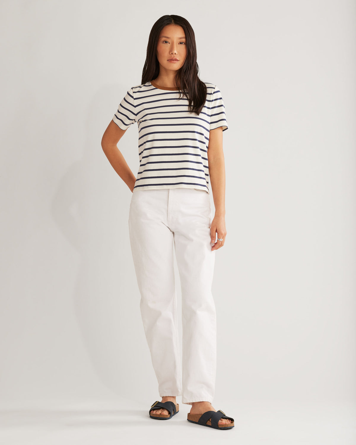 Sandy Deschutes Stripe Tee Antique White Navy