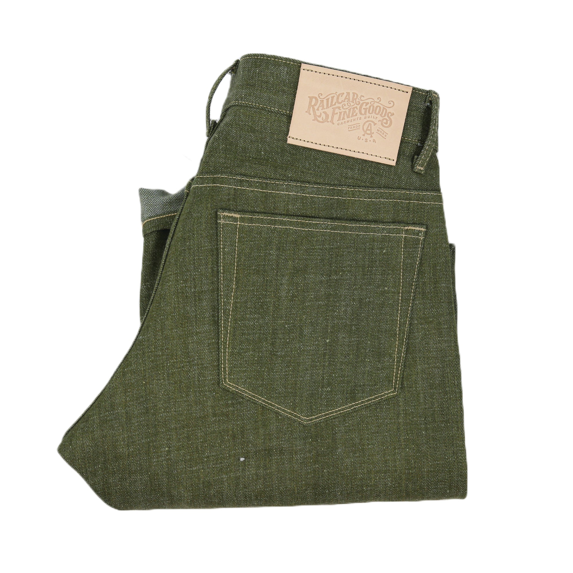 Spikes X079 Taper Leg 13.5 Oz Pistachio Green Selvedge