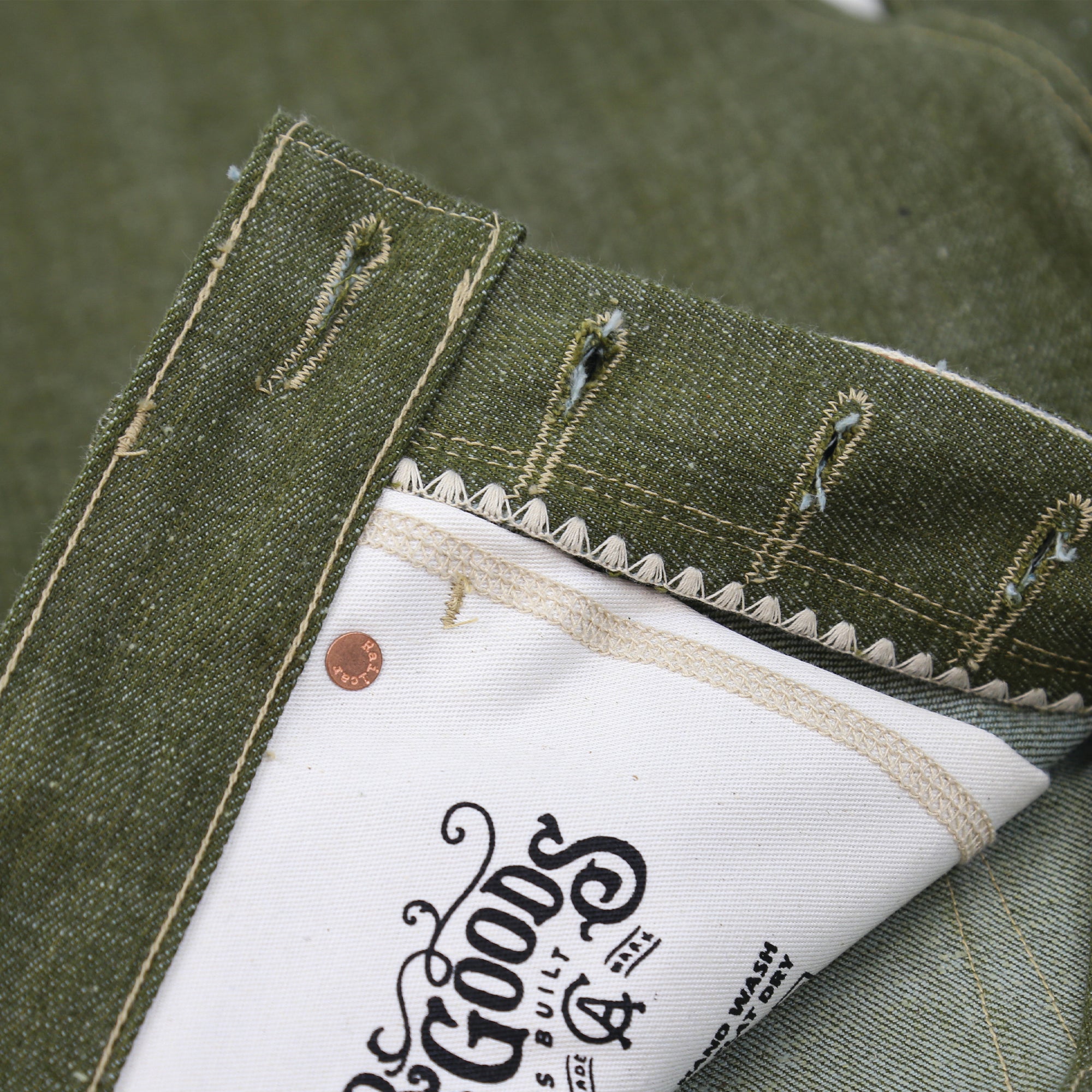 Spikes X079 Taper Leg 13.5 Oz Pistachio Green Selvedge